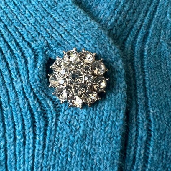 LOFT Mcbling Blue Cardigan with Rhinestone Buttons Size XS - Picture 2 of 8